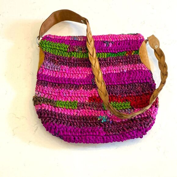 Chan Luu Handcrafted Woven Silk Multicolor Bright Woven Shoulder Bag - Picture 1 of 8